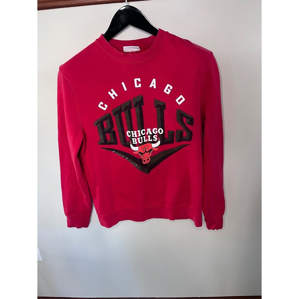 Mitchell & Ness Chicago Bulls Red Crewneck Sweatshirt Mens Medium NBA Fleece